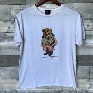 VINTAGE Y2K POLO RALPH LAUREN POLO BEAR GRAPHIC WHITE T-SHIRT